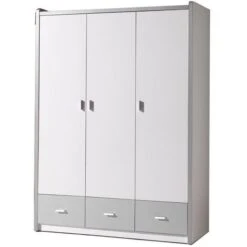 Magasin Pour Enfants -Magasin Pour Enfants armoire 3 portes 3 tiroirs bois blanc et gris bonny 5420070216890 692683